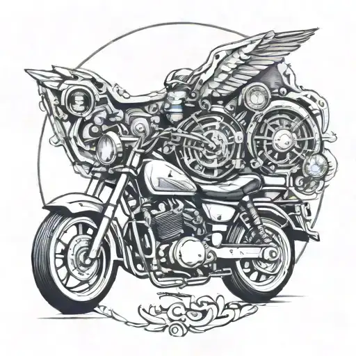Incorporate elements of a dump truck and a Honda motorcycle into a mandala tattoo design tattoo design idea