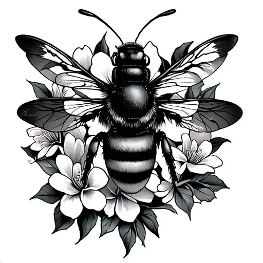 "The Giver" bumblebee magnolia fluer de lis tattoo design idea