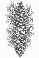 pine cone, fir branch, burnt crow tattoo design idea