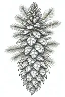 pine cone, fir branch, burnt crow tattoo design idea