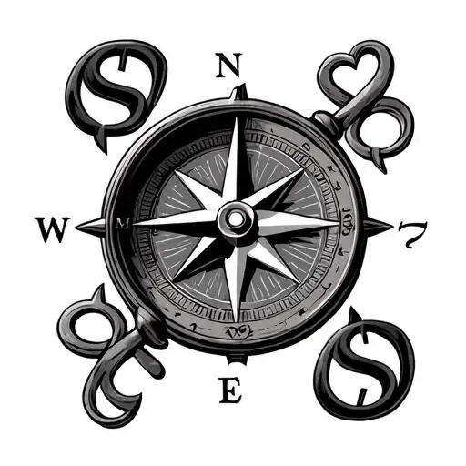 compass but with money symbols and hearts instead of letters to show direction  tattoo design idea