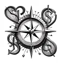 compass but with money symbols and hearts instead of letters to show direction  tattoo design idea