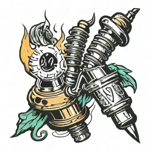 a male spark plug falls in love of a female candle tattoo design idea