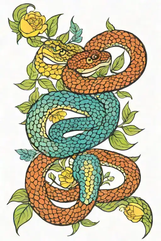 snake July August November December birth flowers and zodiac signs tattoo design idea