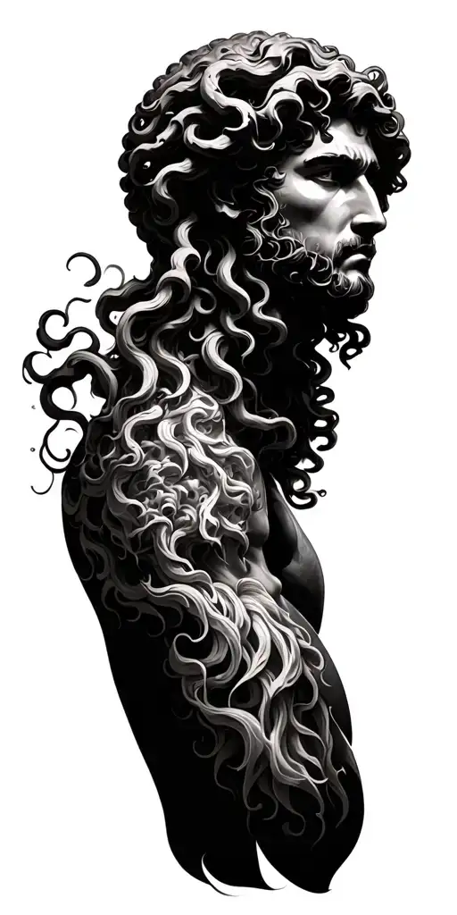 full sleeve tatoo with medusa head for Man  tattoo design idea