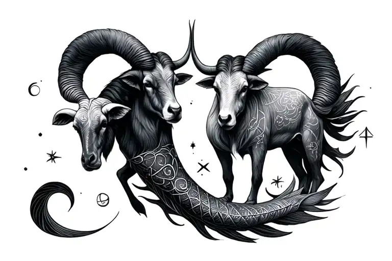 Family Constellation Aries, Taurus, cancer, Pisces, Capricorn band tattoo design idea