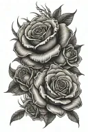 fire and two roses tattoo design idea
