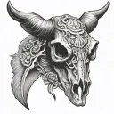 western cow skull tattoo design idea