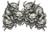 cerberus + hell + demonic skull tattoo design idea