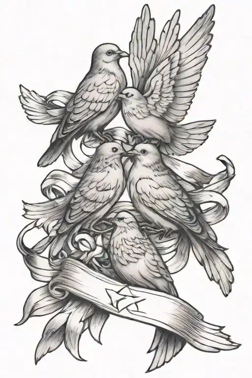 doves and birth ribbons  tattoo design idea