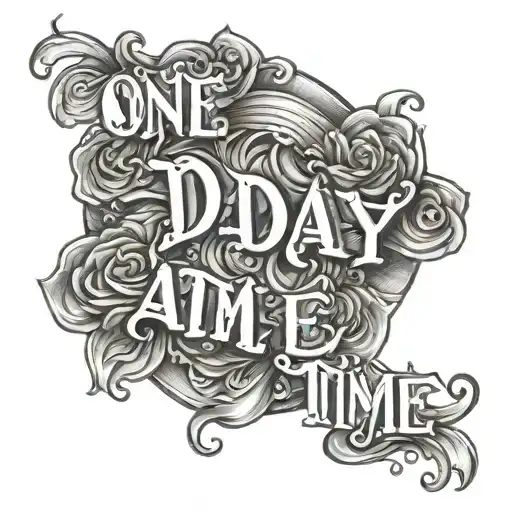 one day at a time text tattoo design idea