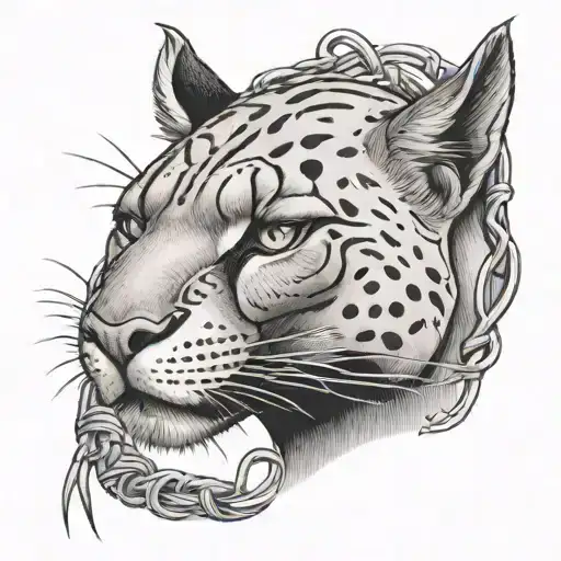 american trad tattoo puma head with barb wire wrapped tattoo design idea