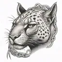 american trad tattoo puma head with barb wire wrapped tattoo design idea