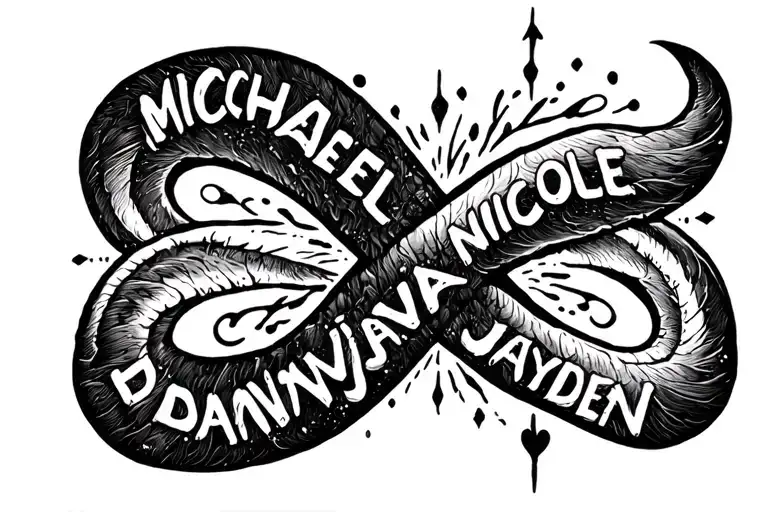 "MICHAEL NICOLE DANNY JAYDEN " infinity symbol tattoo design idea