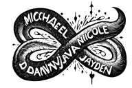 "MICHAEL NICOLE DANNY JAYDEN " infinity symbol tattoo design idea