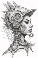sci fi inspired model description tattoo design idea