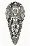 Christian God sitting on the throne judging people, surrounded by the angels tattoo design idea