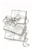 Stack of letters/envelopes with a sealed wax with the letter e in cursive. The stack is tied together with a lace bow an tattoo design idea