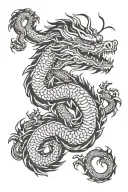 Hydra dragon with mixed western and asian features  tattoo design idea