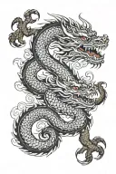 Hydra dragon with mixed western and asian features  tattoo design idea