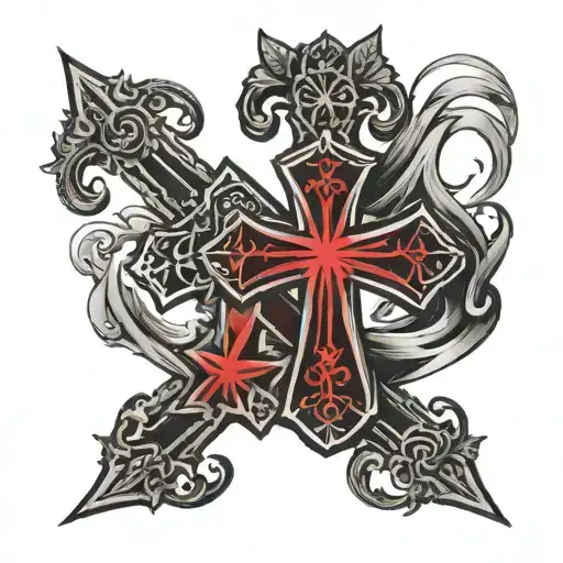 red and black Tripple cross forearm sleeve tattoo tattoo design idea