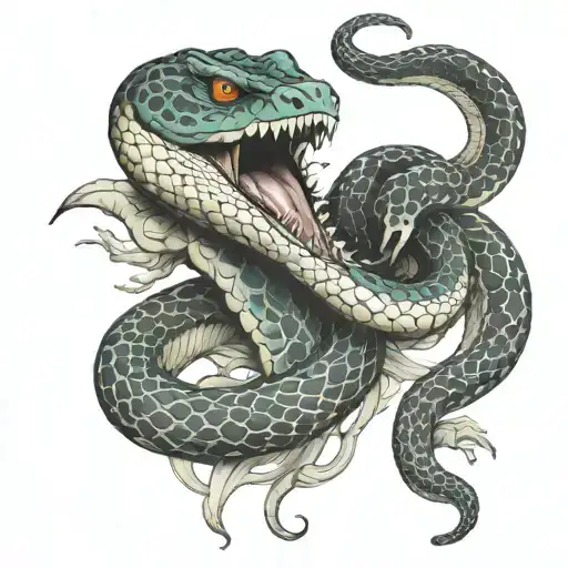 Moyocoyotzin writen in a snake eating its own tail tattoo design idea