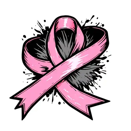 Distressed pink ribbon never alone always lonely easy to find seldom seen tattoo design idea