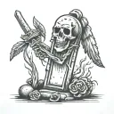 tombstone with drumsticks on top tattoo design idea