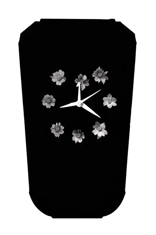 shattered clock face flowers symbolizing tattoo design idea