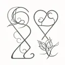 Fusion between initials G and J linear design for a couple in love tattoo design idea