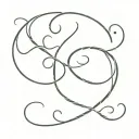 Fusion between initials G and J linear design for a couple in love tattoo design idea