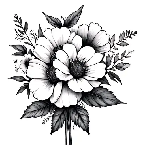 birth flower bouquet. June, August, June tattoo design idea