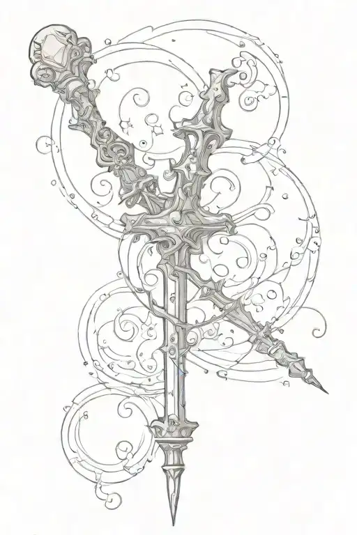 magic wand tattoo design idea
