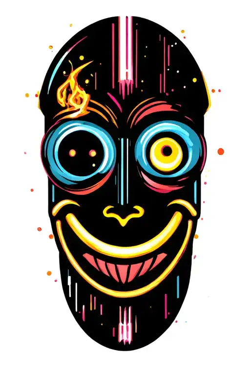 Techno Rave Smiley Ying tattoo design idea