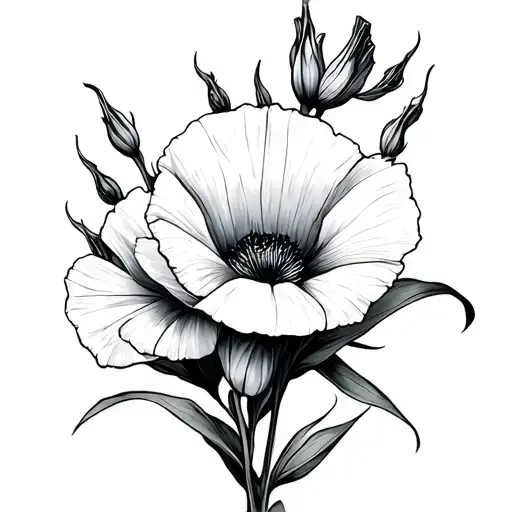 Gladiolus and Poppy Fine Line tattoo design idea