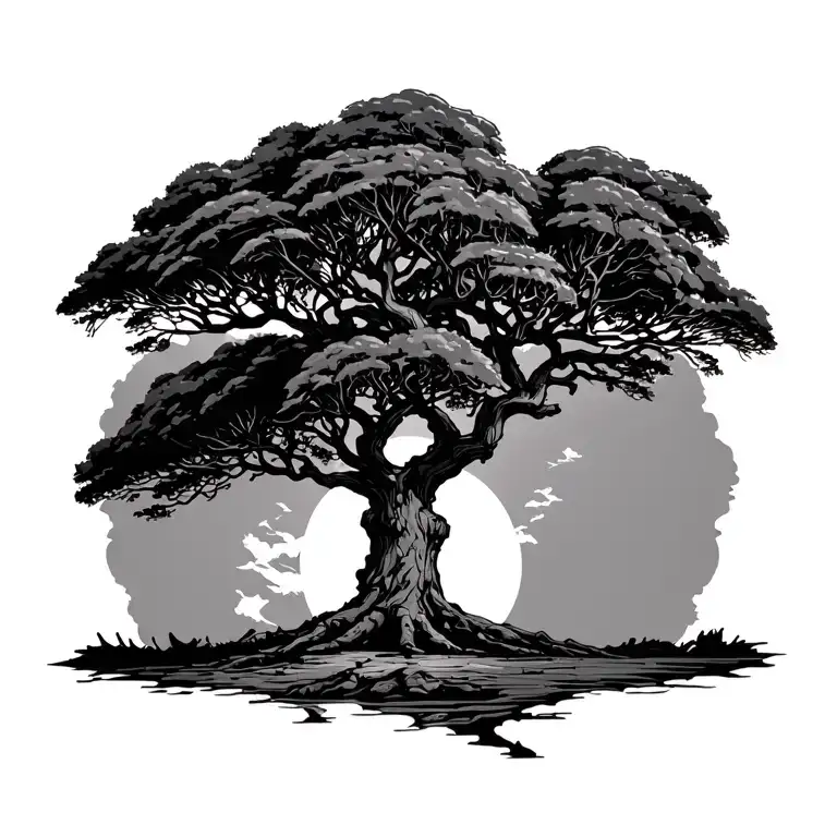 australin red gum tree dyad tattoo design idea