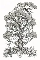 tree of life in a honeycomb sleeve tattoo design idea