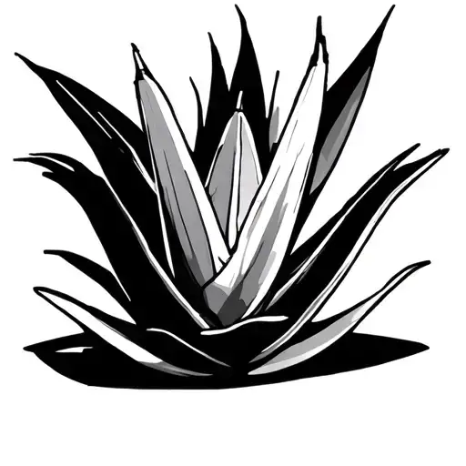 aloe vera geometric minimalist tattoo design idea