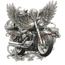 motorcycle with angel wings tattoo design idea