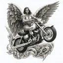 motorcycle with angel wings tattoo design idea
