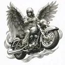 motorcycle with angel wings tattoo design idea