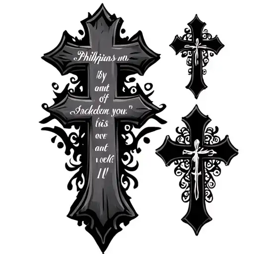 3 crosses with bible verse Philippians 4:13 tattoo design idea