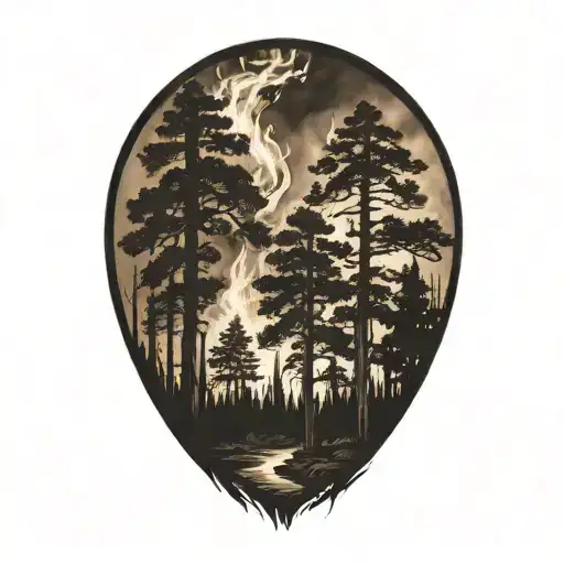 wildfire in trees tattoo design idea