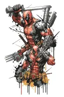 deadpool and wolverine  tattoo design idea