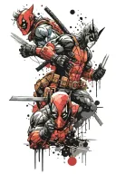 deadpool and wolverine  tattoo design idea