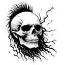 punk scull mohawk tattoo design idea