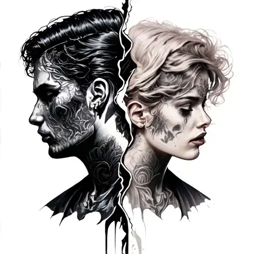 Split Personality tattoo design idea