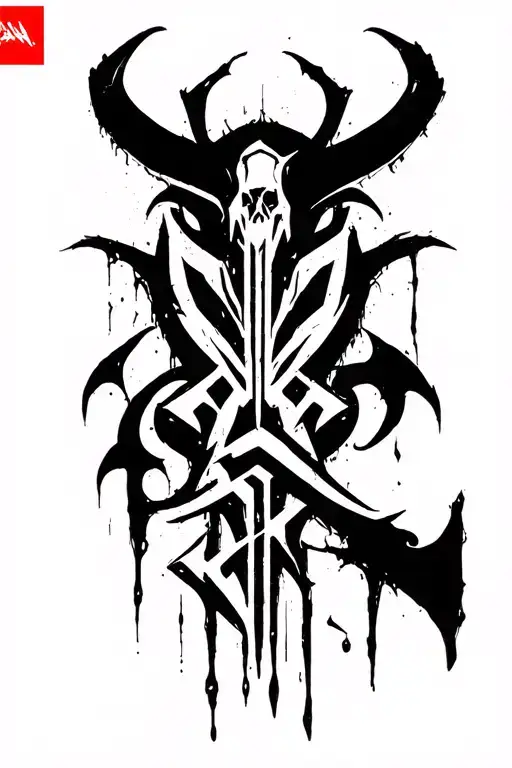 Raw Blackwork Dark Lettering Bold Strokes Ornamental Cyber Sigilism Full-Body Horror Modern Fullbody tattoo design idea