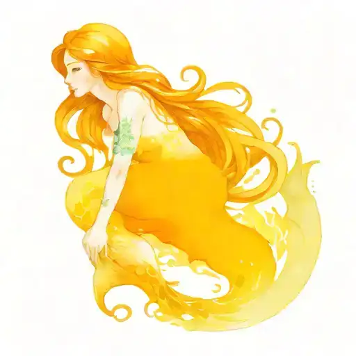 ginger mermaid sitting alone tattoo design idea