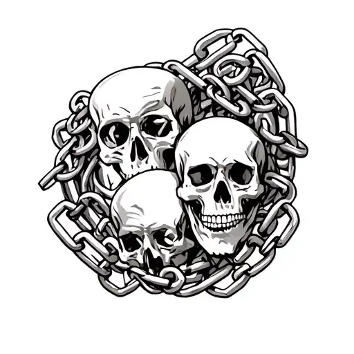  bones and skulls and chains  tattoo design idea